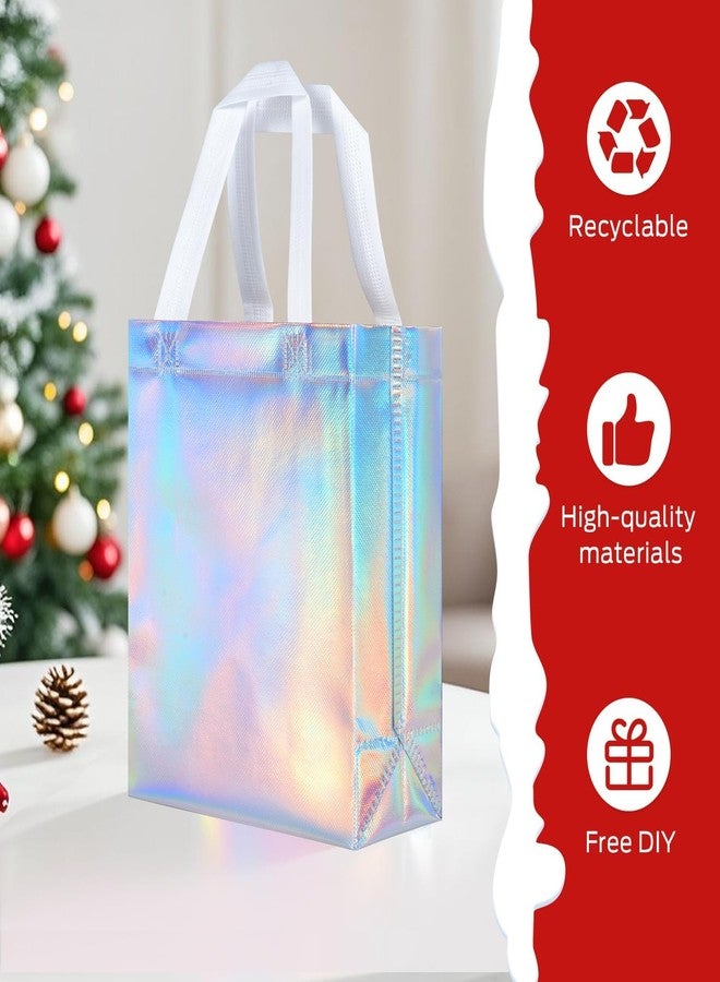 Lzerking 50-Pack Reusable Gift Bags (10x8x4 Inches) Holographic Non-Woven Eco-Friendly Party Favor Bags with Handles for Weddings, Christmas, Birthdays, Bulk Gift Packaging - Image 5